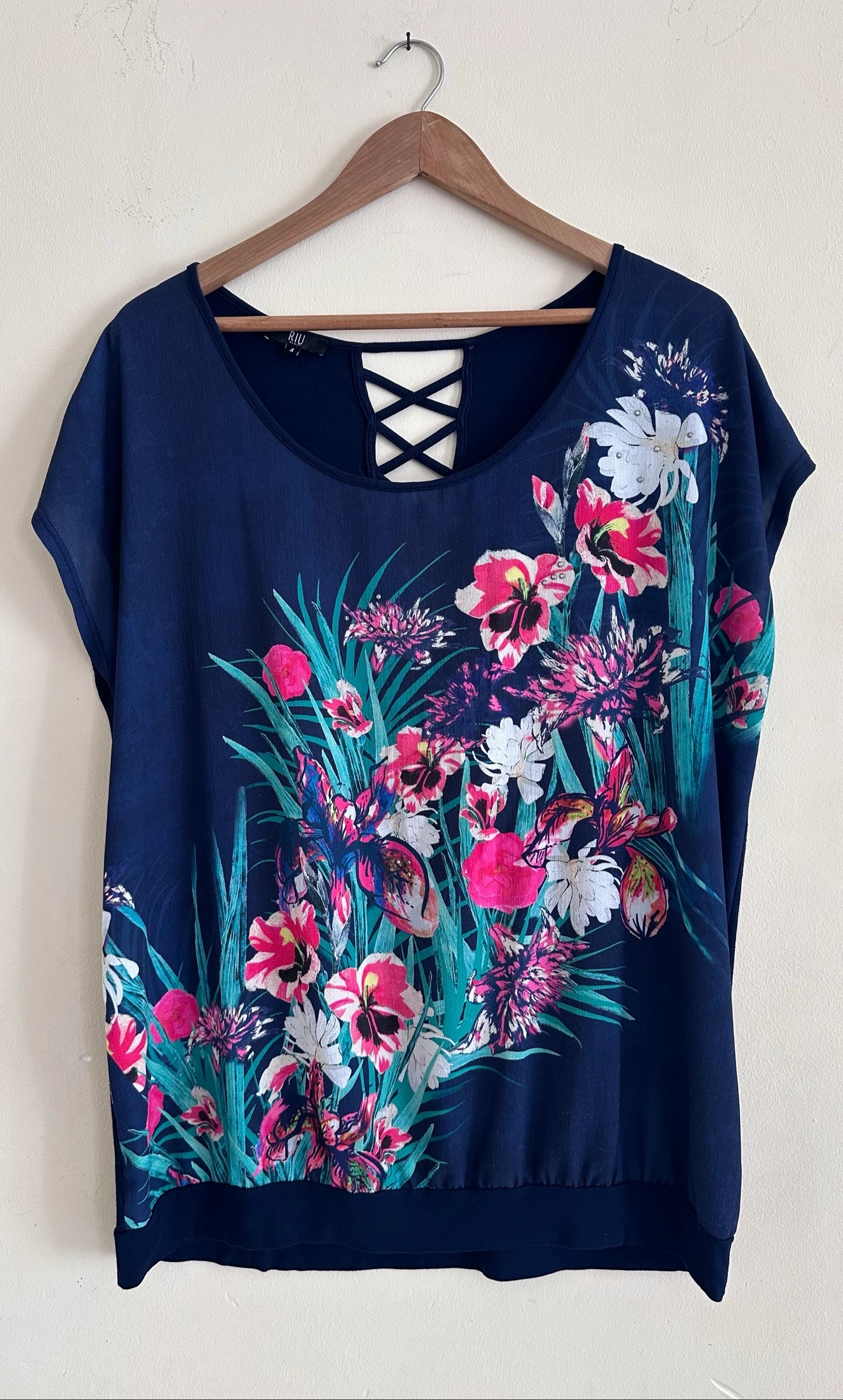 T-shirt / Blouse fluide à imprimé fleuri - Jacqueline Riu (Neuf)